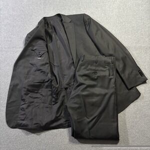 Z Zegna City Suit 50R IT US 40R Black Wool Mohair Two Button Double Vented